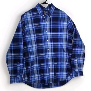 Polo Ralph Lauren Men’s Classic Fit Blue Plaid Cotton Oxford Shirt Blue Size XL